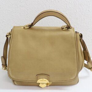 Miu Miu Vitello Vintage Leather Beige Top Handle Crossbody Bag